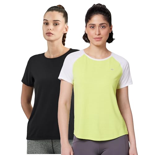 Image of Symbol Premium Women's Solid Regular Fit Sports Stretch T-Shirt | Round Neck | Raglan Sleeve | Moisture-Wicking | Activewear | Running | Gym | Plain (Available in Plus Sizes)