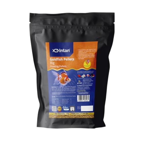 Image of Intan Goldfish Pellets Fish Food | Big Floating Pellets for Fish | Daily Nutrition Fish Feed for Health & Growth | Pack 5 Kg Pellet Size - 2.5 mm Dia, Pack of 1,All Life Stages