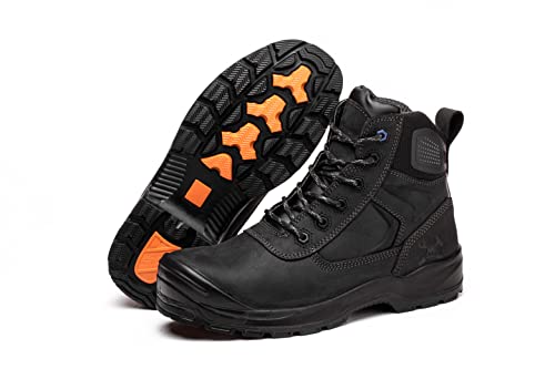 Mwork 6" Safety Work Boots For Men Water Resistant Composite Toe Puncture Resistant Eh Non Slip No Metal Astm F2413-18 Comfortable&Durable Size 8 Black #TOP3