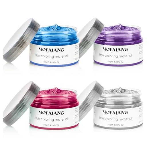 4 Colors Temporary Hair Color Wax Silver Grey Purple Red Blue Natural Hairstyle Cream Professional Coloring Mud for Men Women Kids Party Cosplay Date Halloween