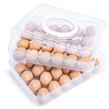 HANSGO Egg Holder, 2-Layer Deviled Egg Tray with Lid and Handle Egg Carrier Box Dispenser Container...