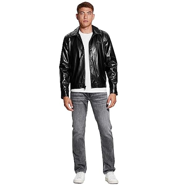 GUESS Heren District Faux Leather Zip Jacket