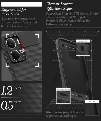 Image of WOW IMAGINE Back Cover for Realme P3 5G with Hexa Cube Design | Ultra Slim Soft Rubberised Case | Inner Velvet Fabric | Matte Silicone Flexible Mobile Case | Camera Protection - Black