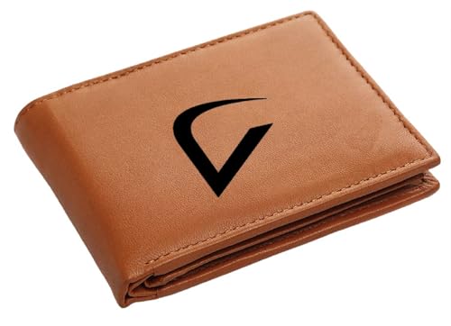 Image of Pu Leather Wallet for Men and Boys Alphabet Name Wallet Gifts for Men | Personalized with Name & Charm Purse - (Color-Tan) (Virat, Tan)
