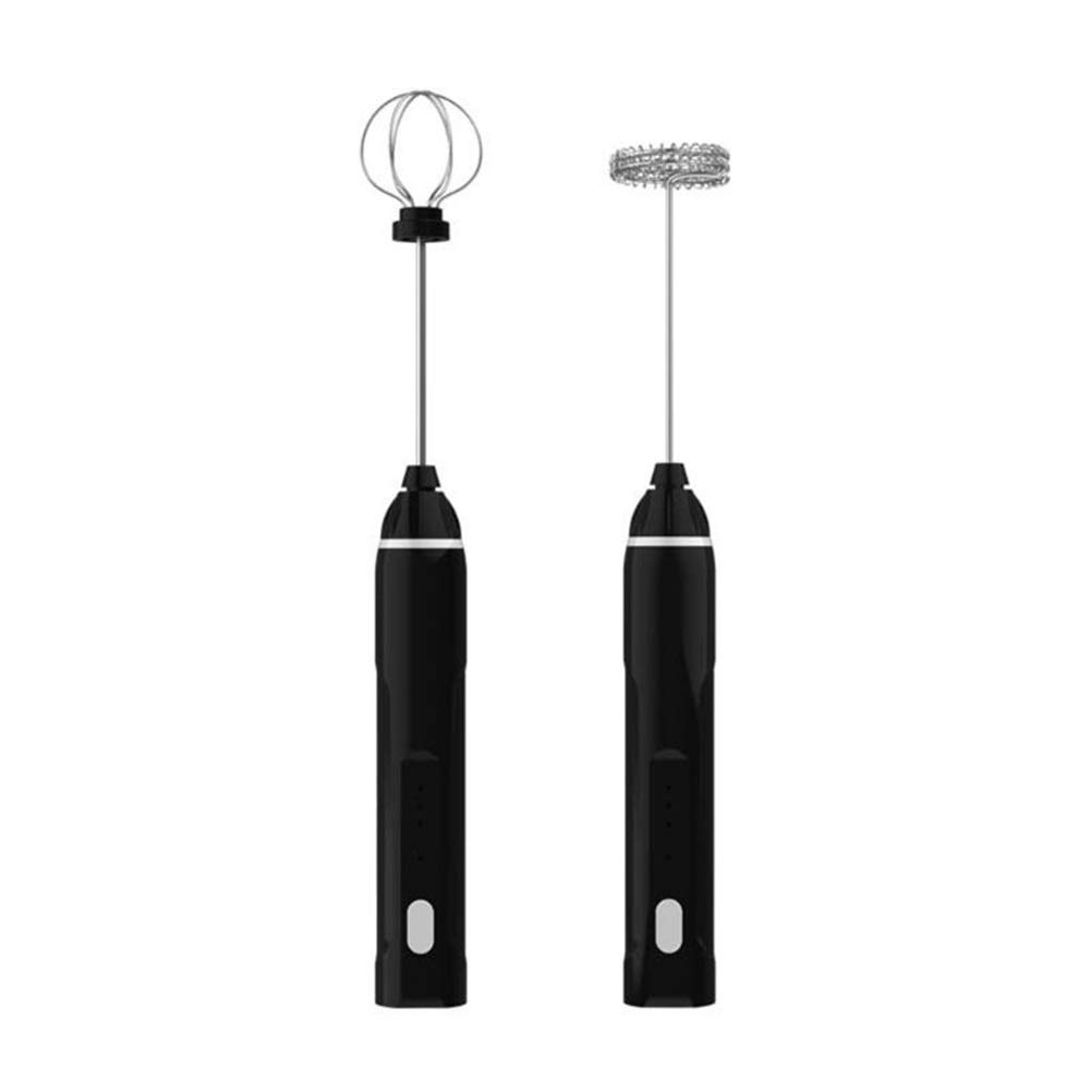 Mezclador de espumador de Leche Recargable por USB batidor de Mano de 3 velocidades espumador de Leche para Capuchino, batidor de Huevos Mini batidora integrada (Negro)