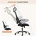 Sweetcrispy Office Computer Desk Chair, Ergonomic High-Back Mesh Rolling Work Chairs with Wheels and Adjustable Headrests, Comfortable Lumbar Support, Comfy Flip-up Arms for Home, Bedroom, Study,Black