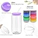 WHEATHUSK 20 Pack Glass Cups with Acrylic Lids and Glass Straws 16oz Iced Coffee Cups Clear Glass Tumbler Can Shaped Drinking Glasses, Cute Glass Smoothie Cups for Tea Beer Soda Whiskey Gift