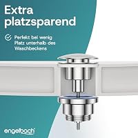 Engelbach® Universal Waschbecken Ablaufgarnitur (Extra Platzsparend) - Pop up Ablaufventil mit Überlauf (Auch für Waschtische) Herausziehbarer Stöpsel - inklusive Einbauanleitung – Ansicht 3