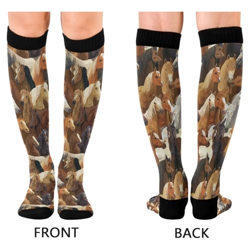 Image of Wusikd Heartbeat Symbol Compression Socks for Women and Men Circulation Black Long Socks for Athletic Running 1