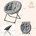 GAOMON Saucer Chair, Comfy Chair Faux Fur Lounge Moon Chair with Folding Metal Frame, Oversized Plush Flower Accent Seat for Adults, Teens & Kids, for Teens, Bedroom, Dorm or Living Room, Grey