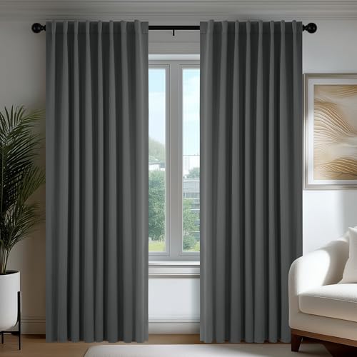 Deconovo Tende Oscuranti per Interni 140x260 cm, 2 Pezzi, Grigio