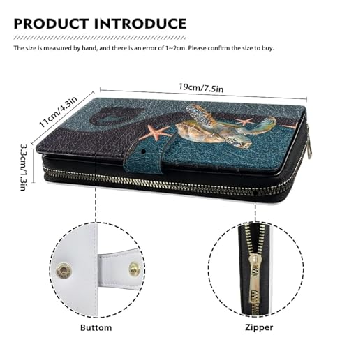 Image of COEQINE Ladies Wallets Pink Leopard Heart Black Printed Leather Phone Long Clutch Purses Check Coin Change Holder