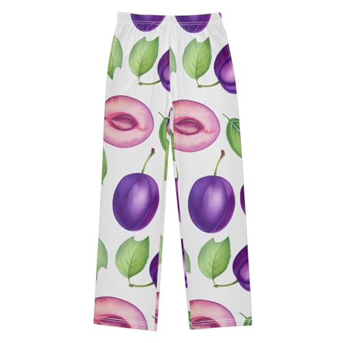 J JOYSAY Fresh Plum Leaves White Pajamas Pants Soft Long Pajama Bottoms Lounge Sleep Pants Size S-XL