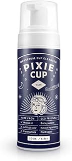 Pixie Menstrual Cup Wash - Foaming Dispenser - Cleaner Sterilizer for Period Cups & Discs - pH Balanced & Natural Organic Ingredients - Most Loved Formula To Wash Your Cup - Bamboo Printed Lid (6.5oz)