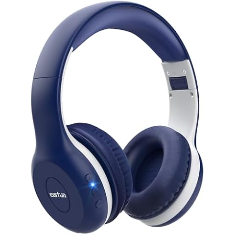 EarFun Kids Bluetooth Headphones, K2 Kids Headphones with Volume Limited, 40H Playtime, Bluetooth Headphones with Mic, Stereo Sound, Foldable Over-Ear Headphones for Kids/School/Travel/iPad/Tablet Cover