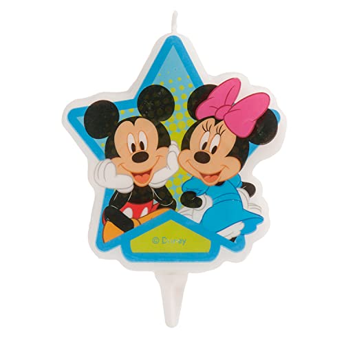 Dekora- Vela de cumpleaños Originales | Bougie d'anniversaire en 2D de Mickey y Minnie Mouse pour Gâteaux d'enfants-6,5 cm, 346213, Multicolore, Taille Unique