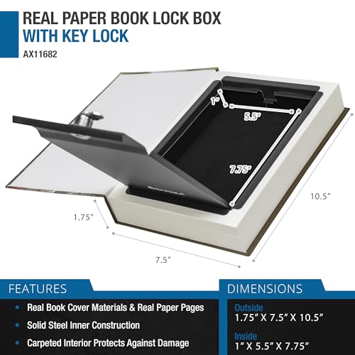 Barska Hidden Book Safe – Real-Look Pride and Prejudice Diversion Lock Box with Key Lock – Secret Safe for Home, Office, Travel – Portable Steel Storage for Cash, Jewelry, Valuables - Thumbnail 3