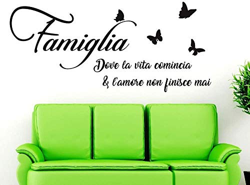 Adesivo murale italiano decalcomania da muro frase...