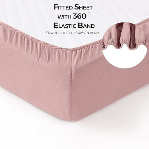 Dreamology Jersey Crib Sheets,2 Pack,Soft,Standard Crib Sheets,100% Cotton Crib Sheet,for Boy,Girl, Baby Mattress Sheets and Toddler Bed Sheets, 28x52 Crib Mattress Sheets | Rose,Dusty Pink