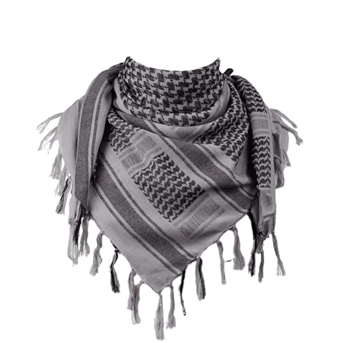 FREE SOLDIER Cachecol militar Shemagh Tactical Desert Keffiyeh cachecol de pescoço com cabeça cachecol árabe com borla 43 x 43 polegadas, cinzento