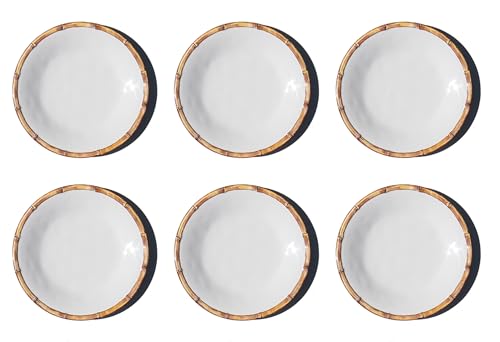 Bamboo Rim NewWave Melamine Dinner Plate - White - 10.5" - Set of 6 by Abode Homewares - Used condition - US$41.63