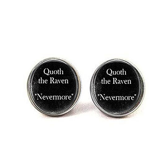 Edgar Allan Poe bok örhängen Quoth The Raven Nevermore litterärt citat konst örhängen