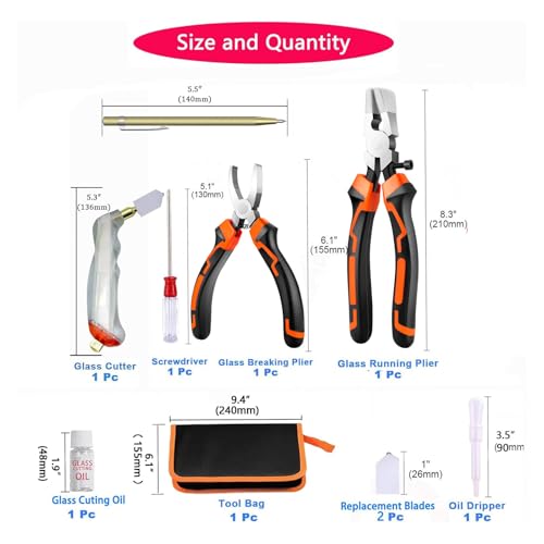 Glass Cutting Tool Kit with Pliers