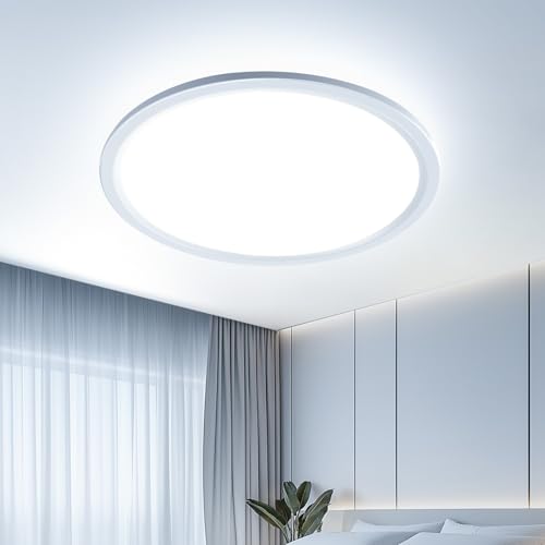 EASY EAGLE Lampara Techo LED: 6500K Plafon LED Techo Downlight para Salon Cocina Pasillo Baño Sala Dormitorio, 40CM 4800LM, Blanco