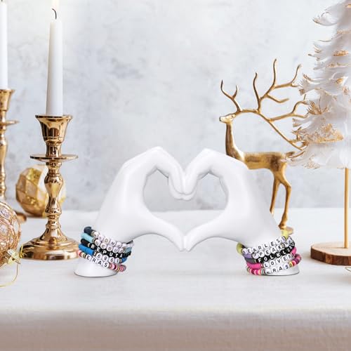 Heart Hand Sculpture, White Home Decor Aesthetics for Shelves on Coffee Table Dining Table Centerpiece, Birthday Gifts and Memorial Gifts for Women, Girlfriend Girls Mom.