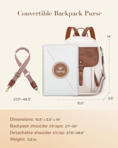 Image of Missnine Leather Backpack Purse for Women, Ladies Fashion Backpacks, Convertible Vintage Bag for Travel, Work, Everyday
