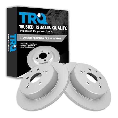 TRQ Rear Brake Rotors Set Solid Premium G-Coated Compatible with 2016-2020 Toyota Mirai 2012-2017 Prius V