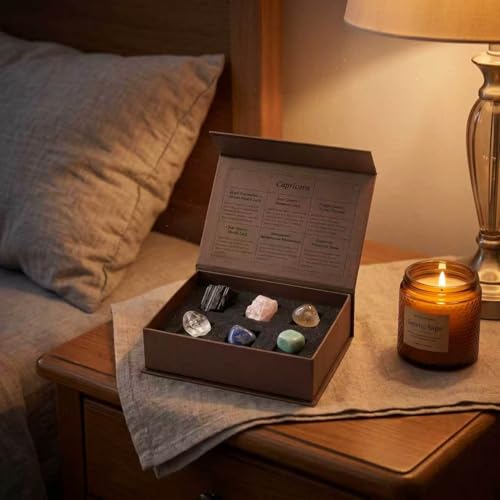 Juliful Unic Crystals Gift Set, Zodiac Signs Healing Crystals Birthstones with Horoscope Box Set Capricorn Astrology Crystals Healing Stones Gifts — view 2