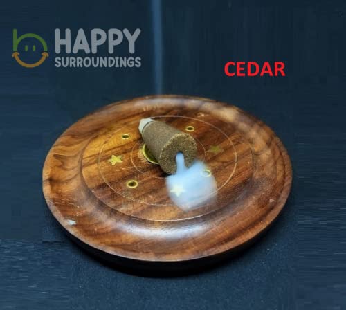 Cedar Backflow Incense Cones ( 25 Cones ) - 100% Natural Backflow Incense Cones - Christmas Backflow Incense Cones - Traditional Indian Incense ( No Damaged Cones Hand Sorted Packet ) #TOP1
