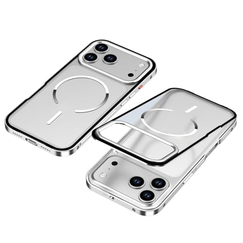 Protection intégrale iPhone 17 de luxe en métal argenté et dos cristal premium