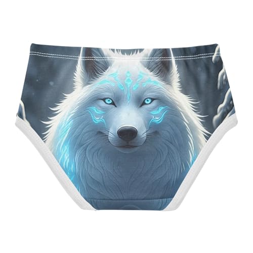 Mystical White Wolf Blue Toddler Underwear Floral 2t Cotton Girl Panties Cute Fun Print Briefs Underpants2