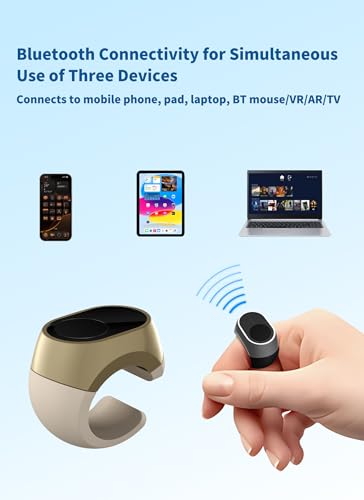 Bluetooth Remote Scrolling Ring für TikTok, Kindle und Kamera - Kompatibel mit iPhone, iPad, iOS, Android - Page Turner, Video Recording Remote - Gold