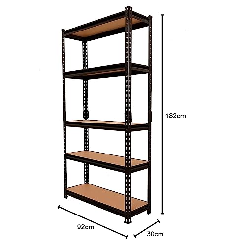 Image of NAVRANG Boltless Steel Rack 72(H) X 36(W) X 12(D) - 5 Shelf Black Matte Finish Adjustable Shelving Unit for Storage, Utility, and Display