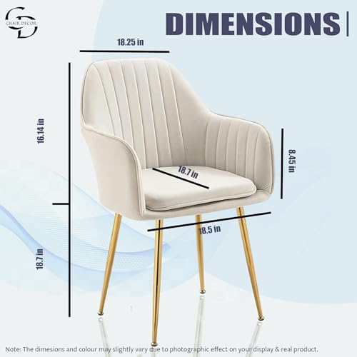 Image of Velvet Accent Chair with Matching Pouffe & Floral Cushion | Modern Upholstered Armchair with Gold Metal Legs | Lounge Chair for Living Room, Bedroom, Office, Guest Room (White)