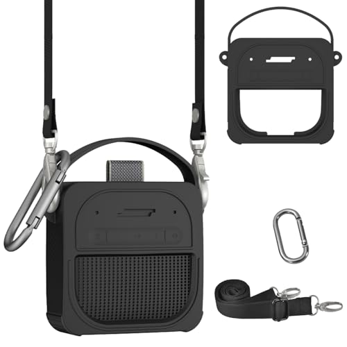 For Bose SoundLink Micro Portable Speaker�i��Q����j �P�[�X �V���R�� �ی�{�b�N�X �����ی� �V���R���P�[�X ���s�L�����[�P�[�X �V�����_�[�X�g���b�v�ƃ��^���t�b�N�t��(�u���b�N)