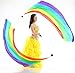 2Pcs Silk Veil + 2Pcs Poi Chain Ball Women Belly Dance Poi Streamer Throw Ball Stage Props(Rainbow)