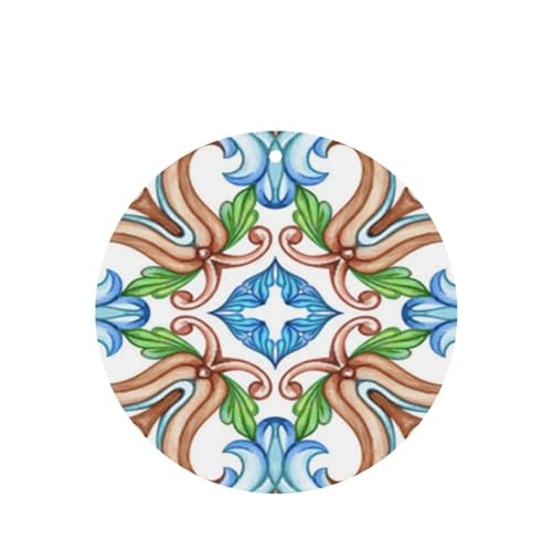 吊り下げ式車用芳香剤カード 2枚パック - 長持ちする吊り下げ式アロマセラピーカード (ラベンダーの香り) 車、自宅の寝室、ワードローブ、靴箱などに最適。ユニセックス (ブルーの水彩画、抽象的なヴィンテージ柄、中世のアカンサス、セラミックの万華鏡)