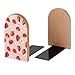 Plump Red Strawberry Flowers Book Ends Decorative Wood Bookends for Shelves Kids Room Desk Home Office Book Stoppers for Magazines,Books, DVDs, 1 Pair/2 Pieces(5x3.1 in)