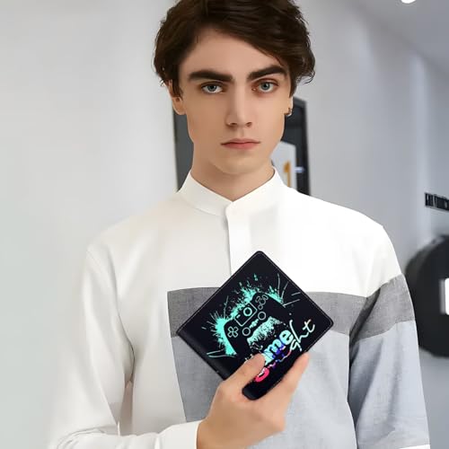 Image of Teen Boys Wallet Gifts for Gamers Boys Gamepad Leather Wallets Credit Id Card Cash Holder Rfid Blocking Zipper Aesthetic Wallets With Coin Pocket Id Window Gaming Wallets for Gamers Men Boys Teenager