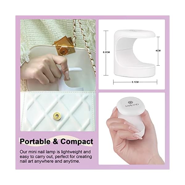 Saviland Mini U V Lampe Für Nägel – 16W U V/LED Nagellampe Nageltrockner U V Lampe Nägel für Gel Nagellack, Poly-Builder… – Bild 3