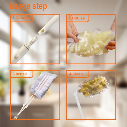 Image of Replacement Handles Compatible with Swiffer Duster Refill, Extended Handle, Adjustable Length Handle (2, White)