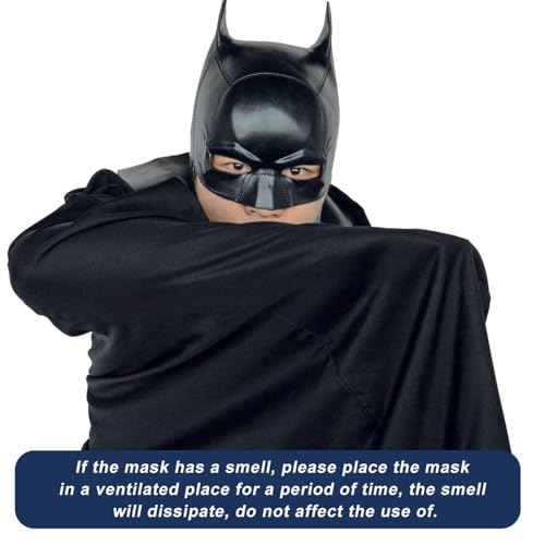 HugOutdoor Halloween Cosplay Man Cool Mask Superhero Knight Black Latex Full Head Masks Party Costume Accessories for Adult Size - Image 4