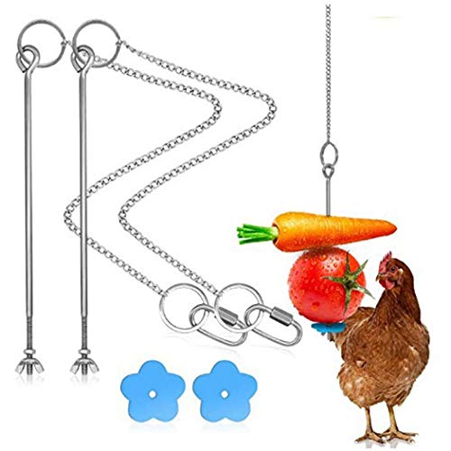 Outgeek 2 Sets Chicken Food Holder Long Reusable Portable Chicken Fruit Holder Durable Bird Vegetable Holder