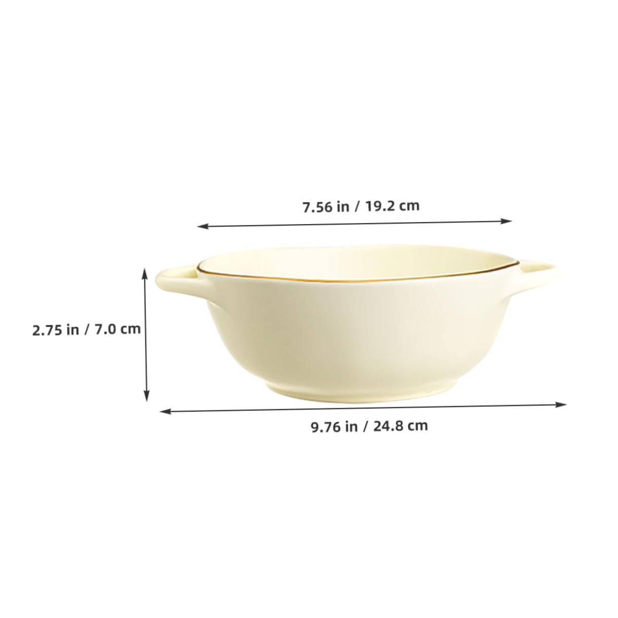 BESPORTBLE Tazón de Cerámica para Horno Doble Asa, Resistente a Altas Temperaturas, Color Beige Claro, para Sopa y Ensalada, Uso Doméstico y Restaurante, Fuente para Servir Versátil