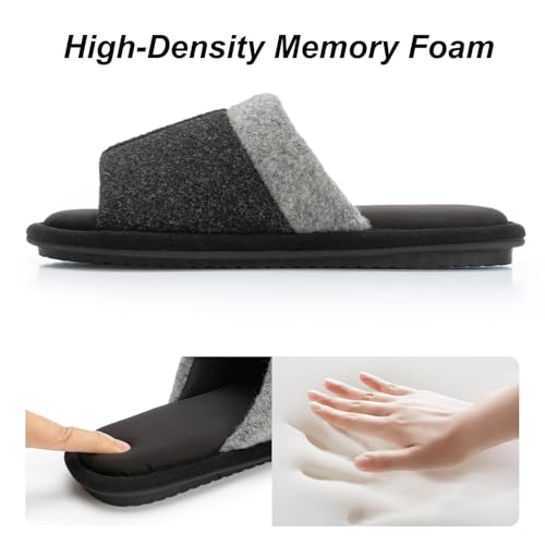 Mens Open Toe House Slippers with Non-slip Sole Men's Shoes Two-Tone Memory Foam Slippers Machine Washable Slipper for Men Gift for Male Dad Friends3