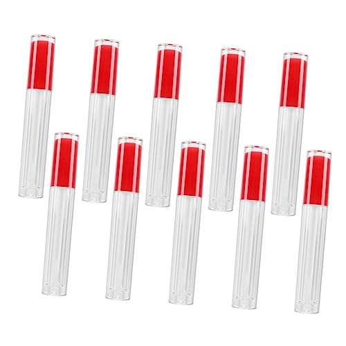 Beavorty 10 Piezas Tubo Vacío De Brillo De Labios Líquido Tinte Máscara Bálsamo Mancha Brillantina Recargable Varita Mágica Hidratante Botellas De Brillo De Labios Rojo